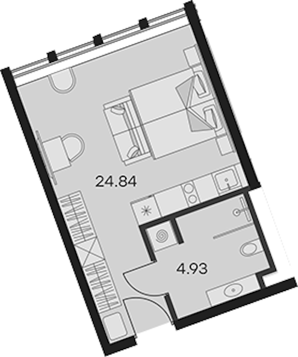 Квартира студия 29.77 м², 14/15 эт., Апарт-отель «Апарт-отель 25-7 Заневский»